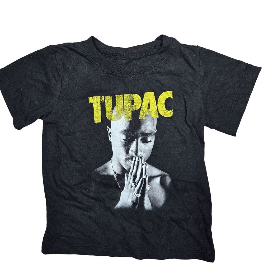 2Pac Graphic Tee Shirt Black Yellow toddler 2T Cotton Polyester Casual Top